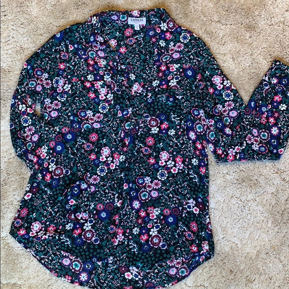 Express Floral Print Portofino Button Up Size M